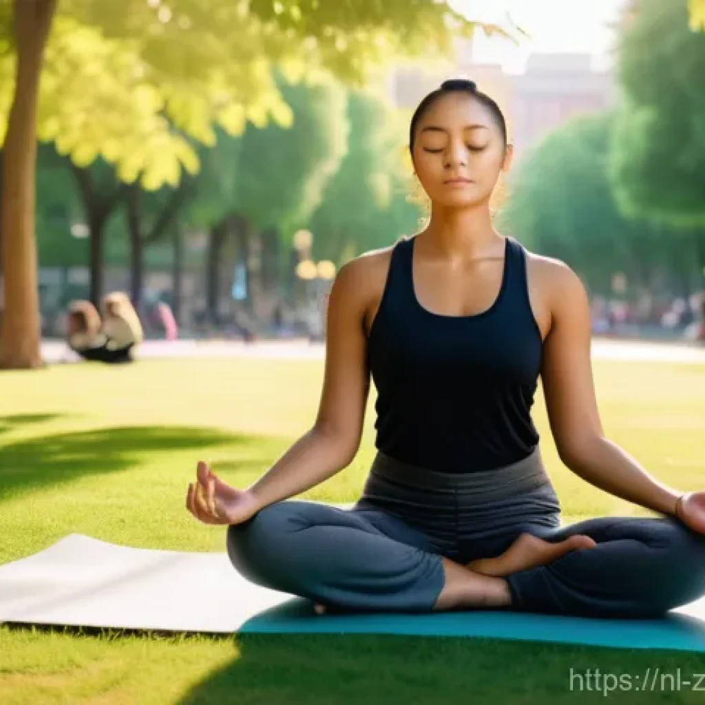 회복력을 위한 자기계발 서적 추천 - **Mindful Oasis in the City**
    A young adult (20s-30s, non-binary) meditating peacefully on a yog...