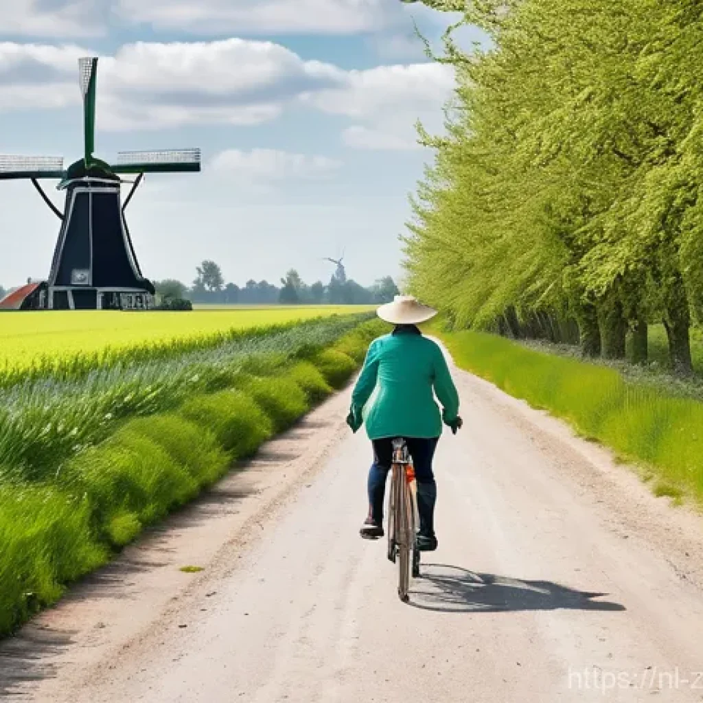 주말을 활용한 심신 리프레시 팁 - **Dutch Polder Cycling Serenity:**
    "A vibrant, wide-angle image capturing a person enjoying a le...